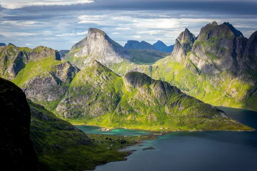 Aerial Tiny Town Fjord Norway