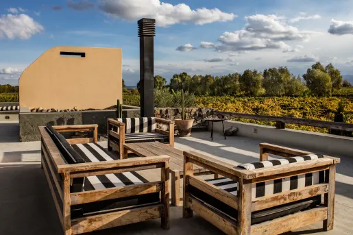 deck furniture on an open patio
