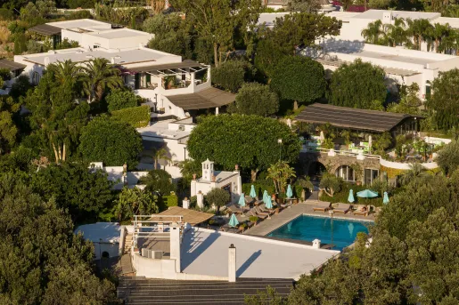 aerial view of hotel and spa