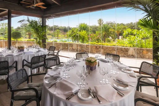dining room with view of gardens