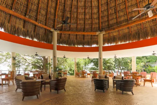 Thatched roof over dining room