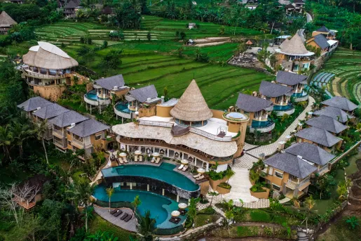 Aerial view of hotel grounds