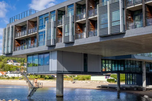hotel on stilts above the water