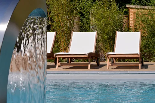 Lounge chairs by the pool