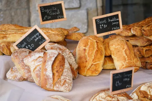 bread with price labels
