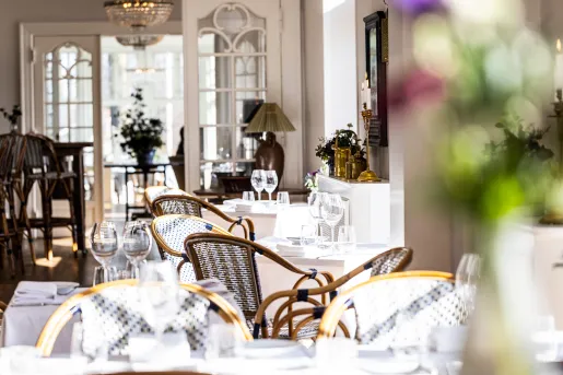 dining room with table settings