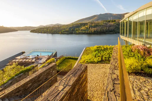 hotel steps leading down to water