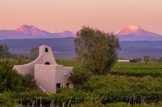 pink sunset over mountains