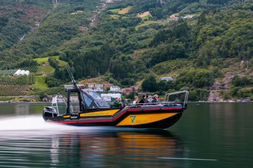a speedboat on the river