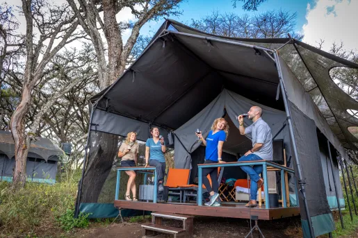 family in a tent