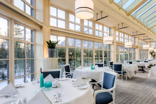 dining room with large windows