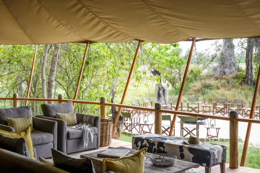 covered patio with furniture