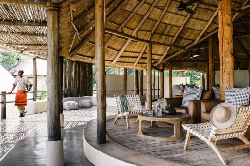 outdoor covered patio with seating