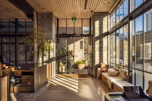 cozy room with large windows