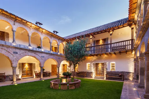 tree in the middle of a courtyard