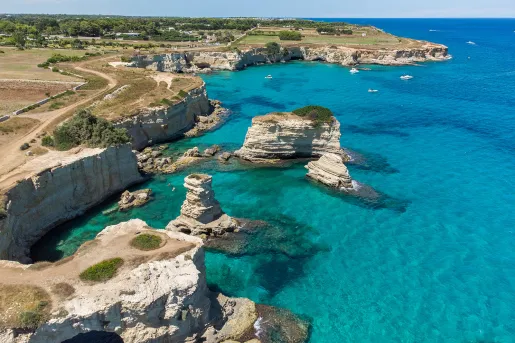 Scattered cliffs in the ocean on the coastline