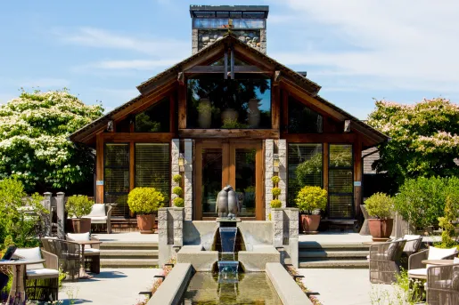 fountain in front of hotel