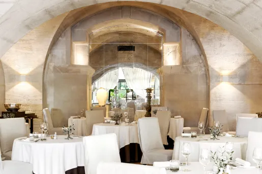 dining room with large domed ceiling 