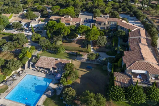 aerial view of hotel and spa