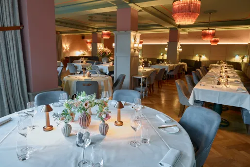 dining tables in a large room