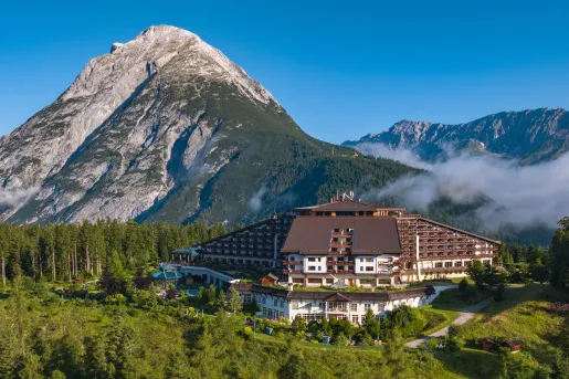 Hotel nestled in the mountains