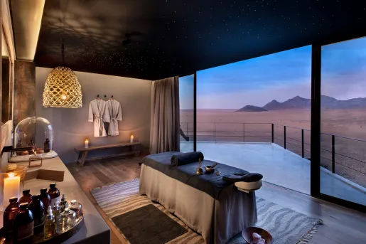 spa room with sunset view