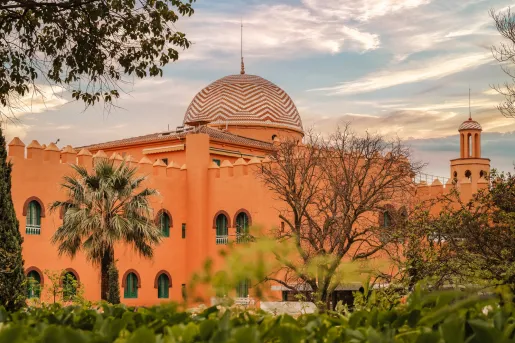 Oragne, palace light building surrounded by plants and trees