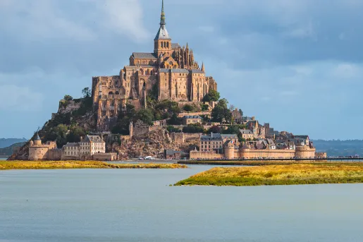 Castle-like building on an island in the middle of a lake