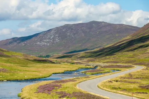 Large valley with a road and small river