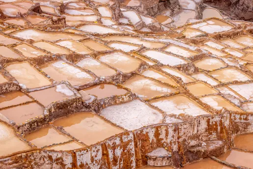 Fields of salt harvesting patches