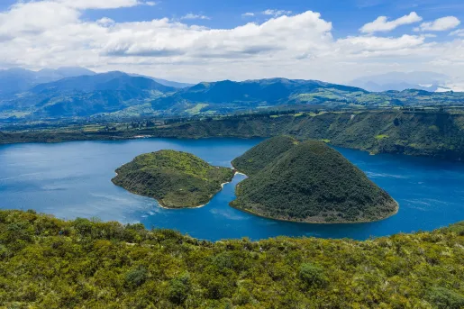 Large islands in a lake, surrounded by large forest
