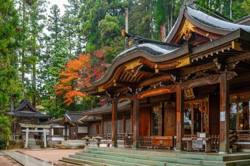 Exterior view of large, Japanese temple