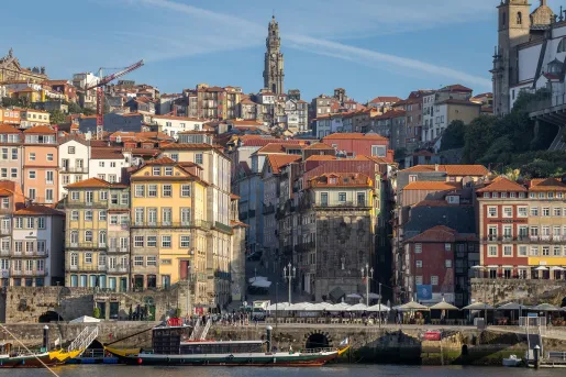 Historic colorful buildings in Porto, Portugal.