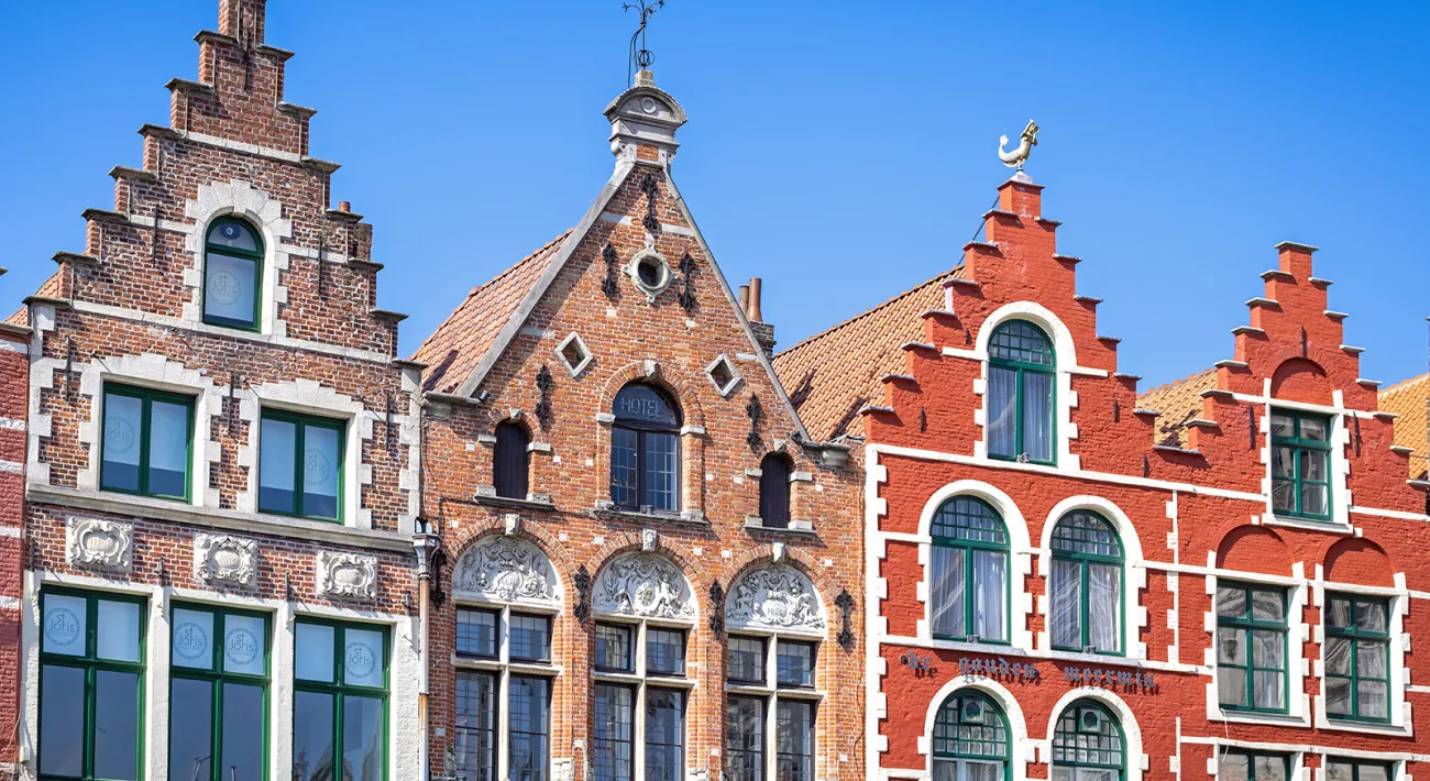 Vibrant Dutch brick storefronts/housefronts