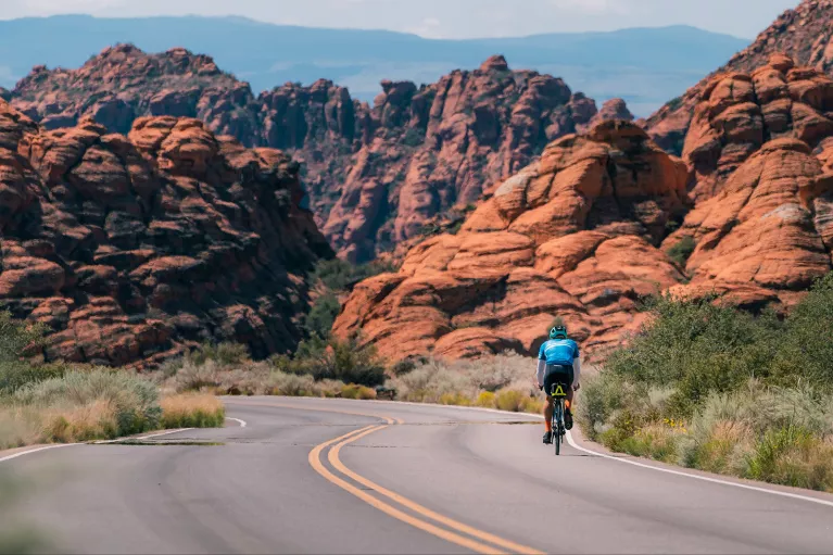 Back shot biker in Arizona