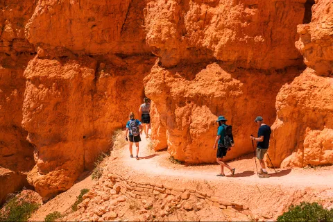 Rock + hiker shot from behind