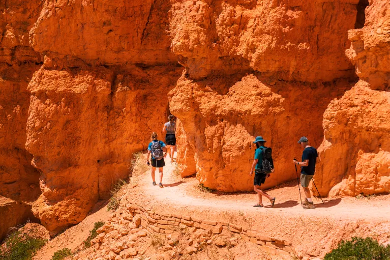 Rock + hiker shot from behind