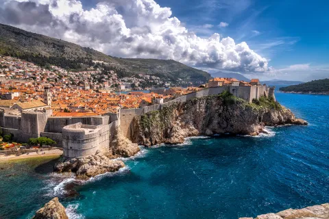 Shot of the coastal Dubrovnik City Walls.
