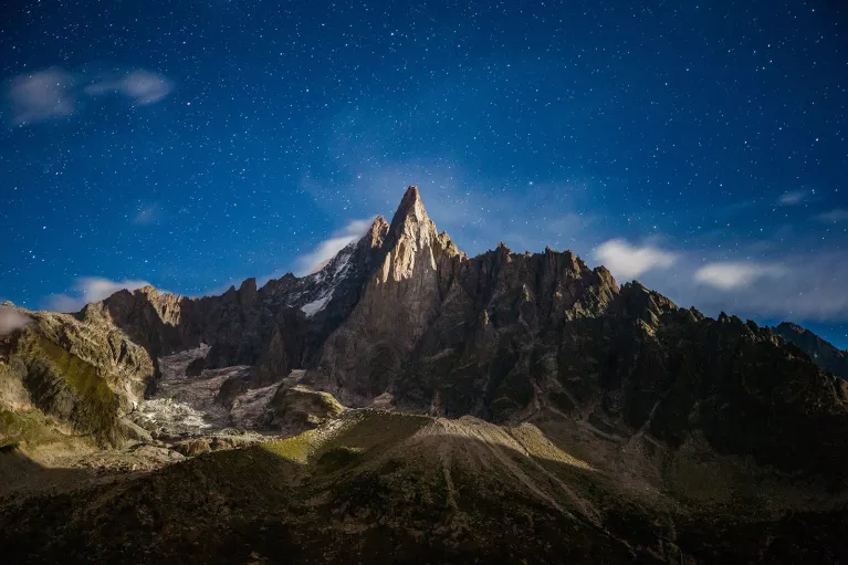 Night-time shot of Mont Blanc.