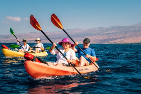 Kayaking in the Pacific ocean off the coast of Hawaii