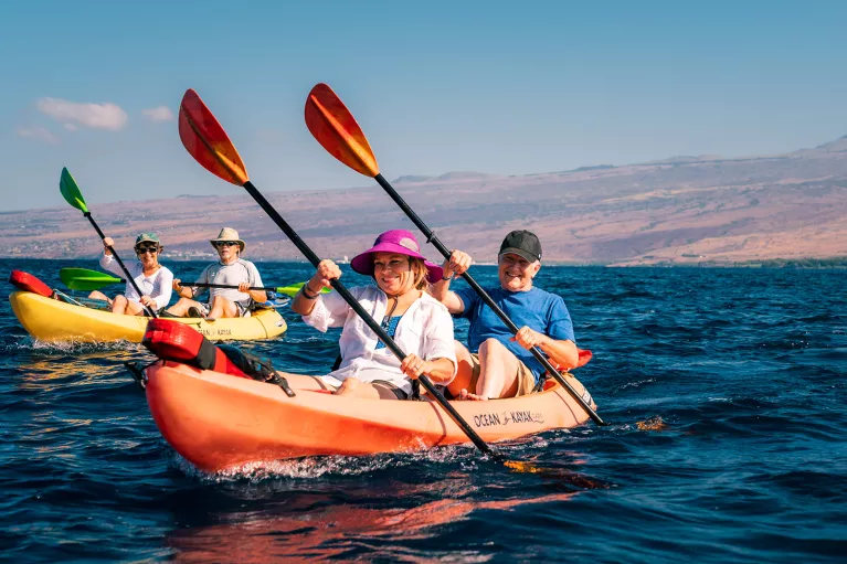 Kayaking in the Pacific ocean off the coast of Hawaii
