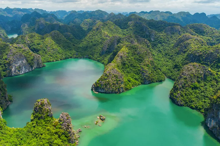 Aerial view of Halong bay in Vietnam