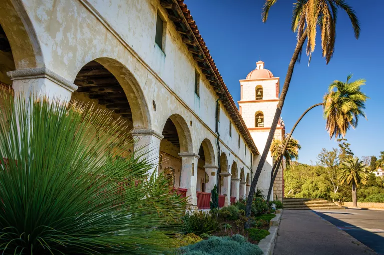 Shot of old mission building in Santa Barbara.
