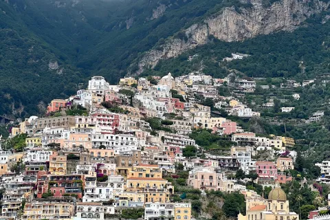 Wide shot of the Amalfi coast.