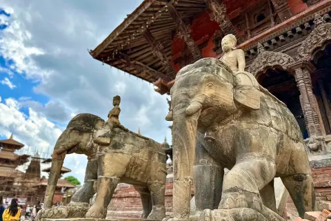 Stone statues of elephants in Nepal