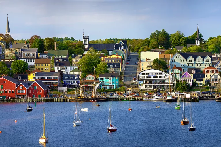 Wide shot of Lunenburg Waterfront.