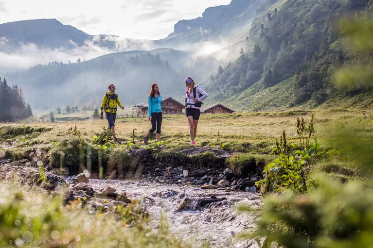 Three hiker on trail in Austria - SalzburgerLand.