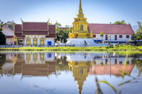 Building reflecting onto water
