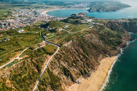 Sky view of cliffs by the beach