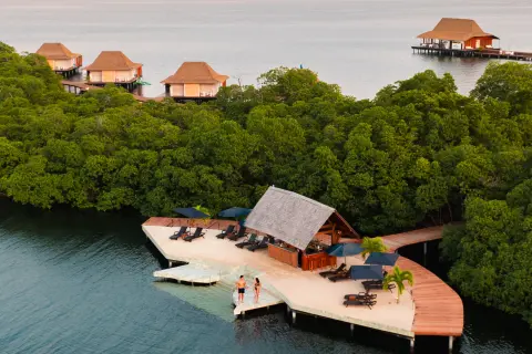 Dock with cabana overlooking the ocean